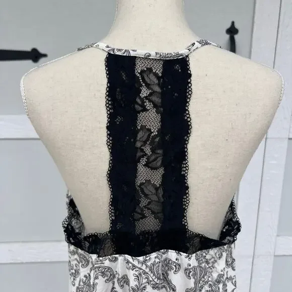 Soma Lace Trim Nightgown Pajamas Paisley Slip Dress XL Coquette - Picture 4 of 7